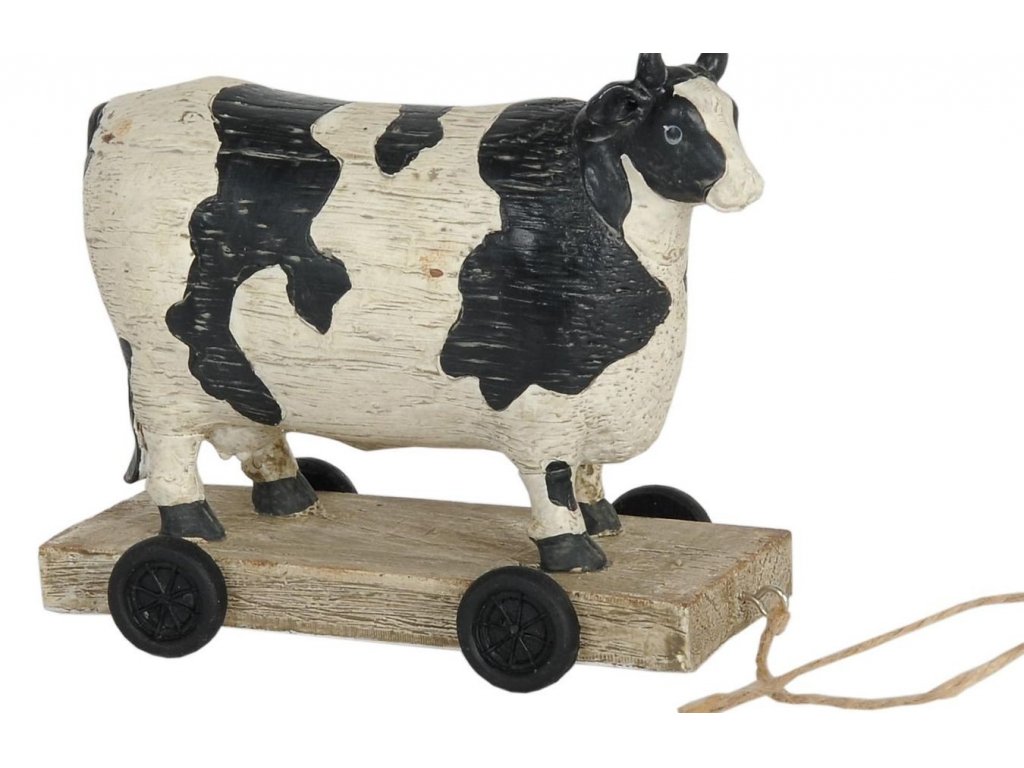 Decorative spotted cow on wheels - 14*7*12 cm
