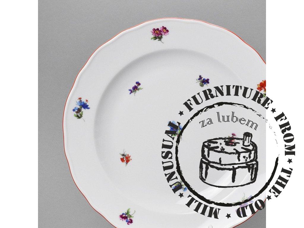 ..HÁZENKY - ČERVENÝ LEM - MĚLKÝ TALÍŘ - 24 CM