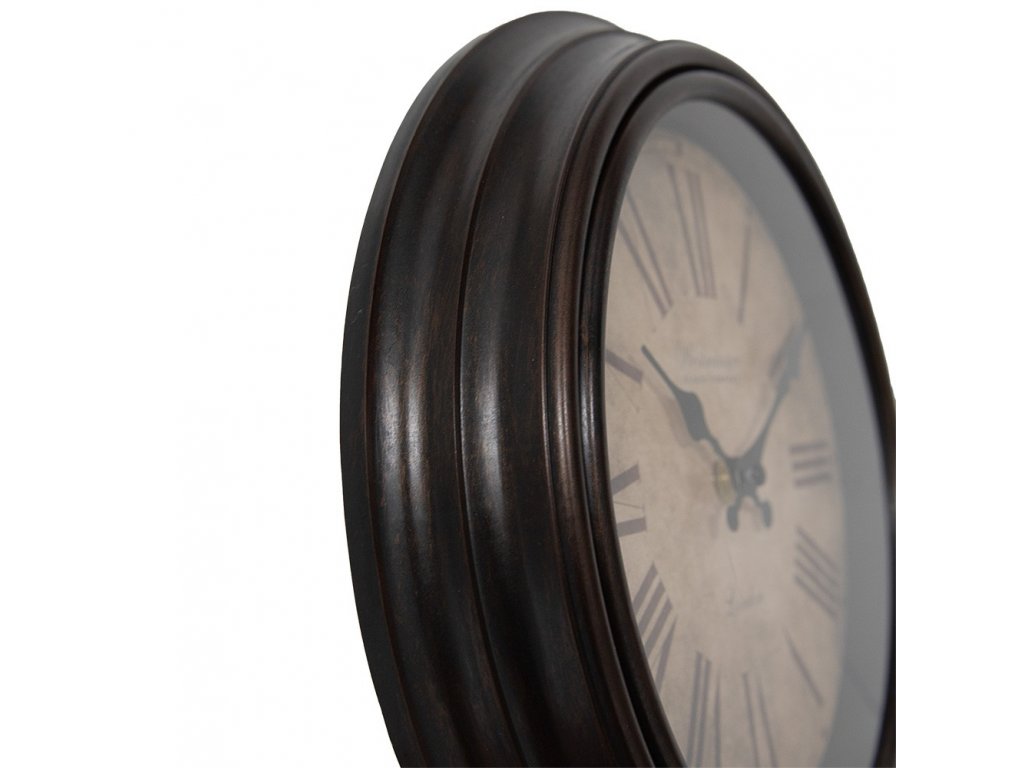 Hnědé vintage nástěnné hodiny - Ø 29x5 cm
