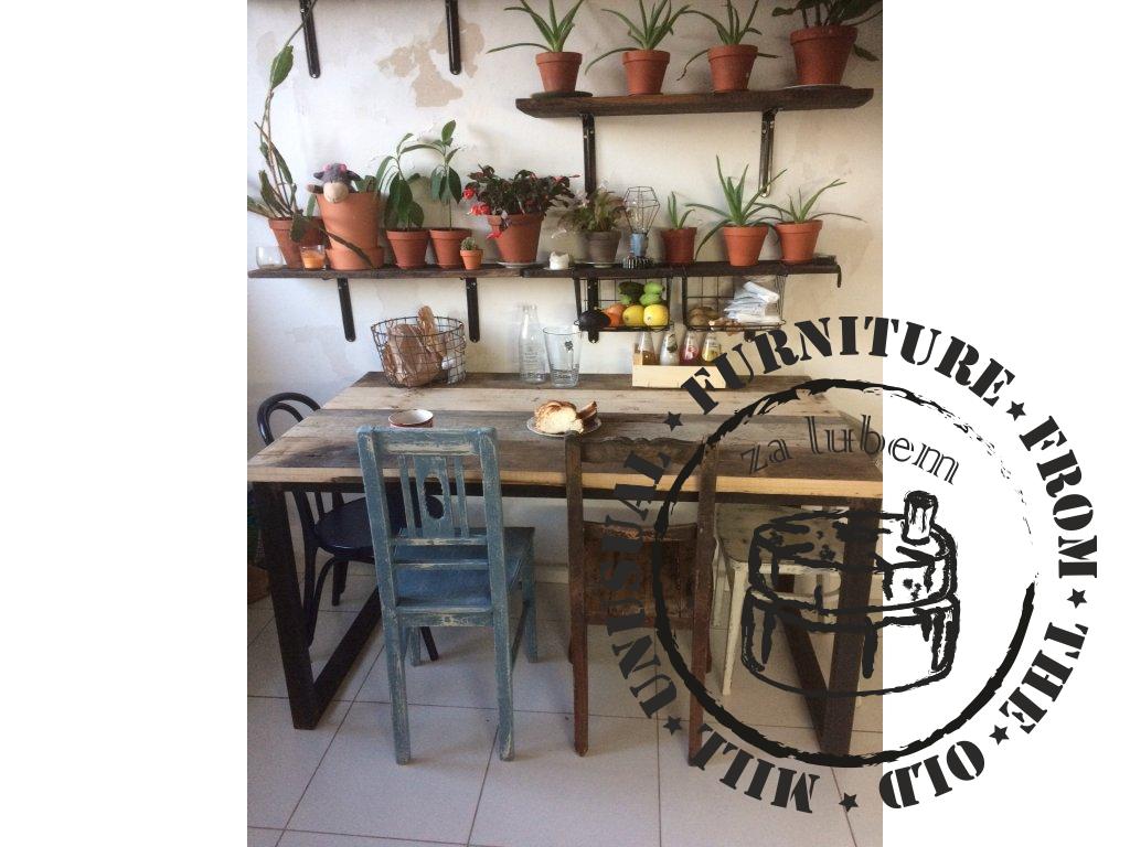 Industrial dining table TEREZKA - wood and metal