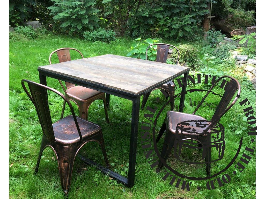 Dining table - wood and metal - square