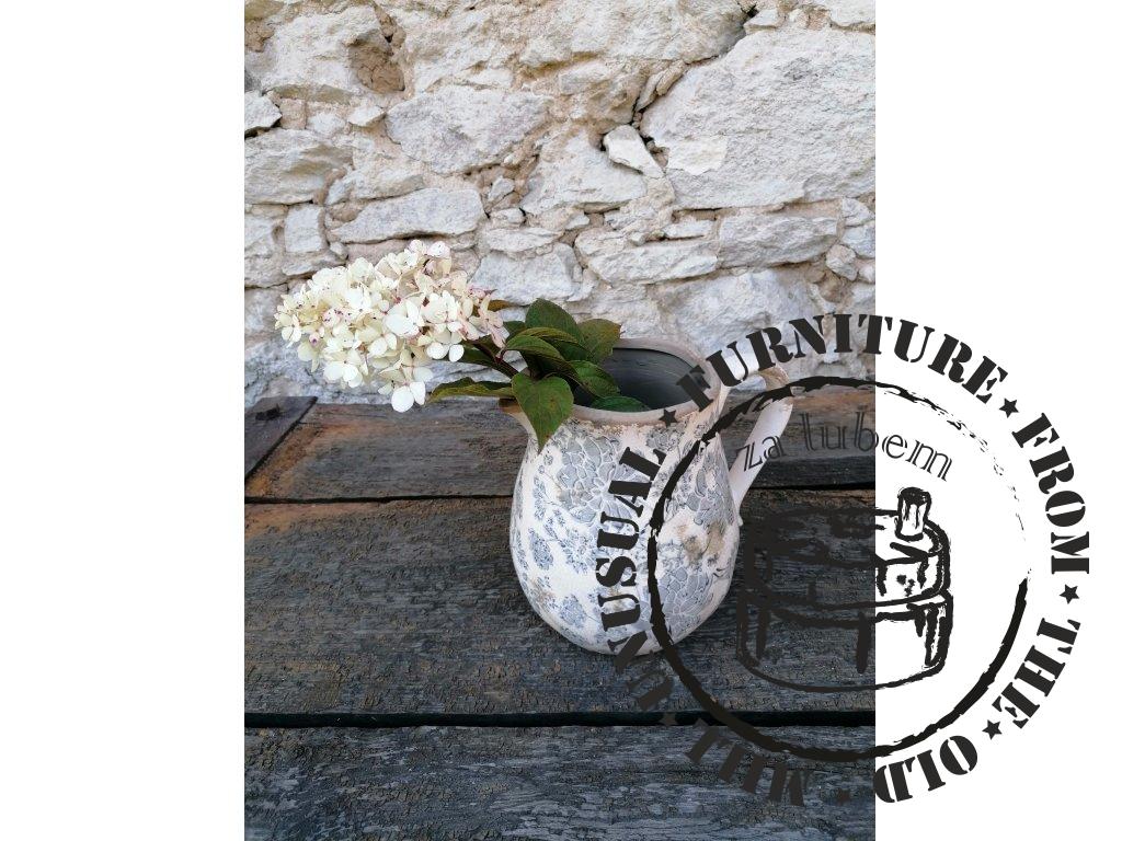 Keramický džbán s šedými květy - 20*16*20cm