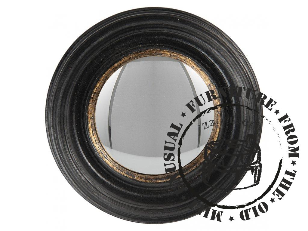 Round mirror in black frame with golden line - Ø 16
