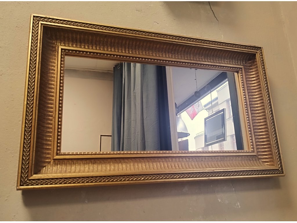 MATYLDA - old golden wooden frame with mirror - 73 x 44