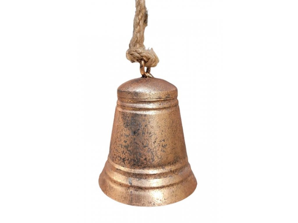 Měděný antik plechový zvoneček s patinou - Ø 7*8cm