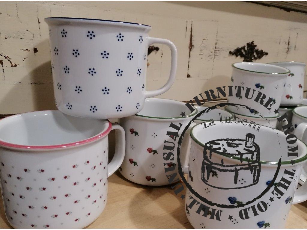 MODRÉ KVÍTKY - porcelánový "plecháček"_750 ml