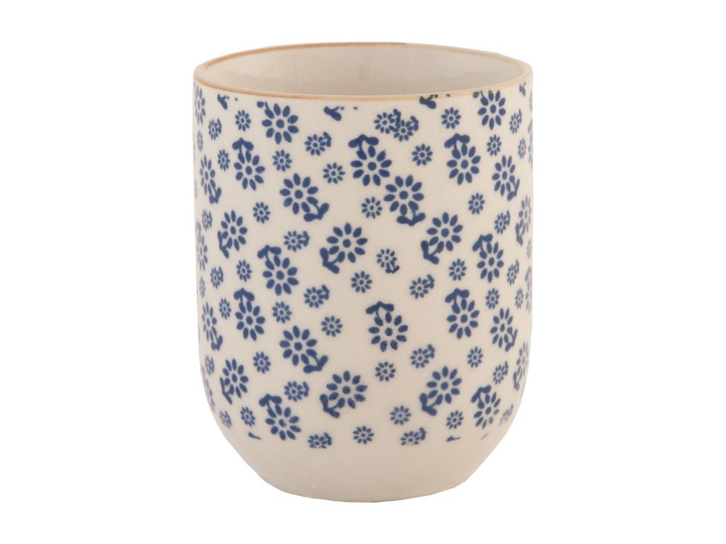 porcelain cup for tea or espresso - blueprint flowers - Ø 6*8 cm / 0,1L
