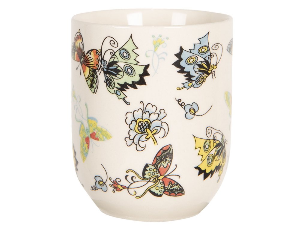 porcelánový kalíšek na čaj nebo espresso - s motýlky - Ø 6*8 cm / 0,1L