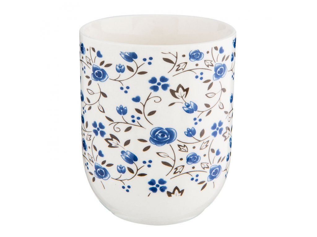 porcelánový kalíšek na čaj nebpo espresso - modrý dekor kytička - Ø 6*8 cm / 0,1L