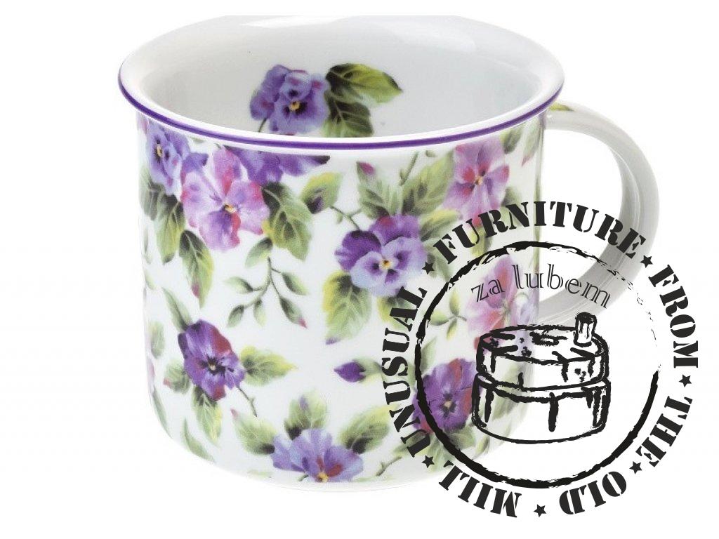 porcelain "tin" with pansies - 0,35 l
