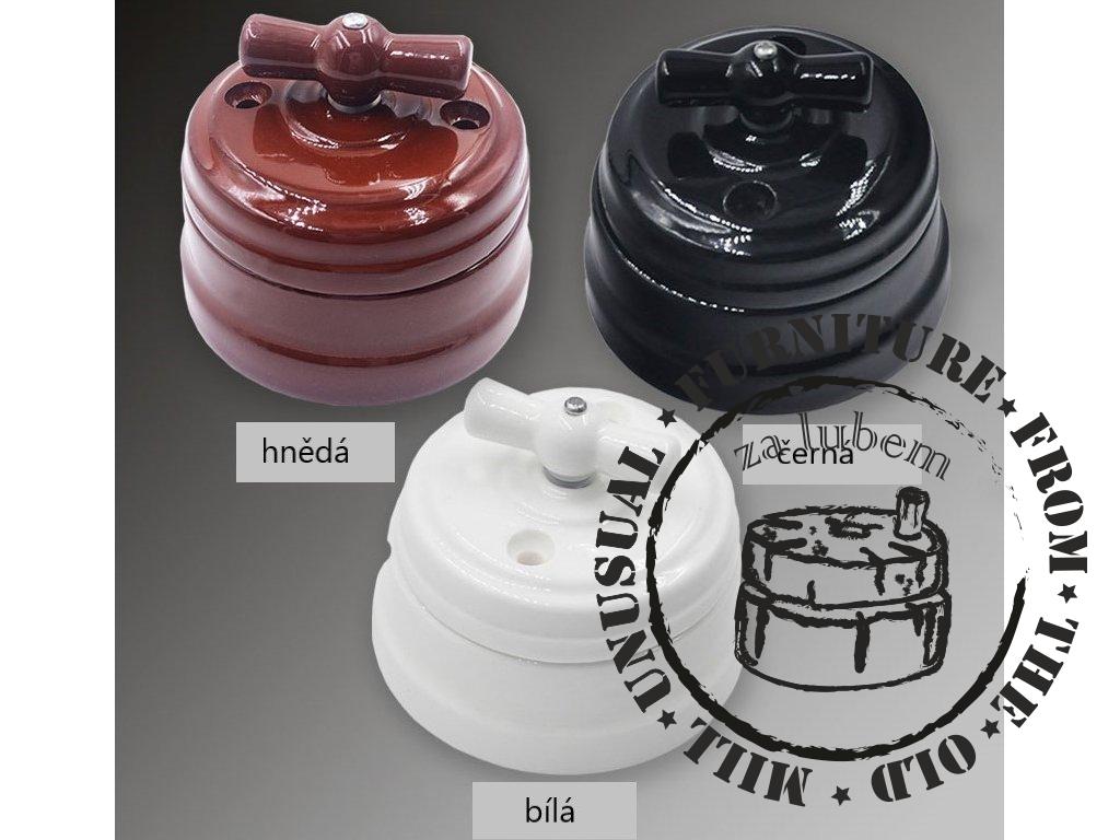 Retro vypínač porcelánový