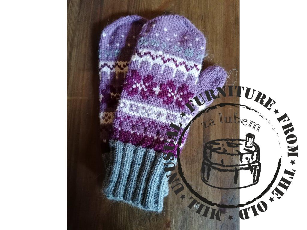 Gloves Thea with Norwegian pattern - lilac- 100% WOOL