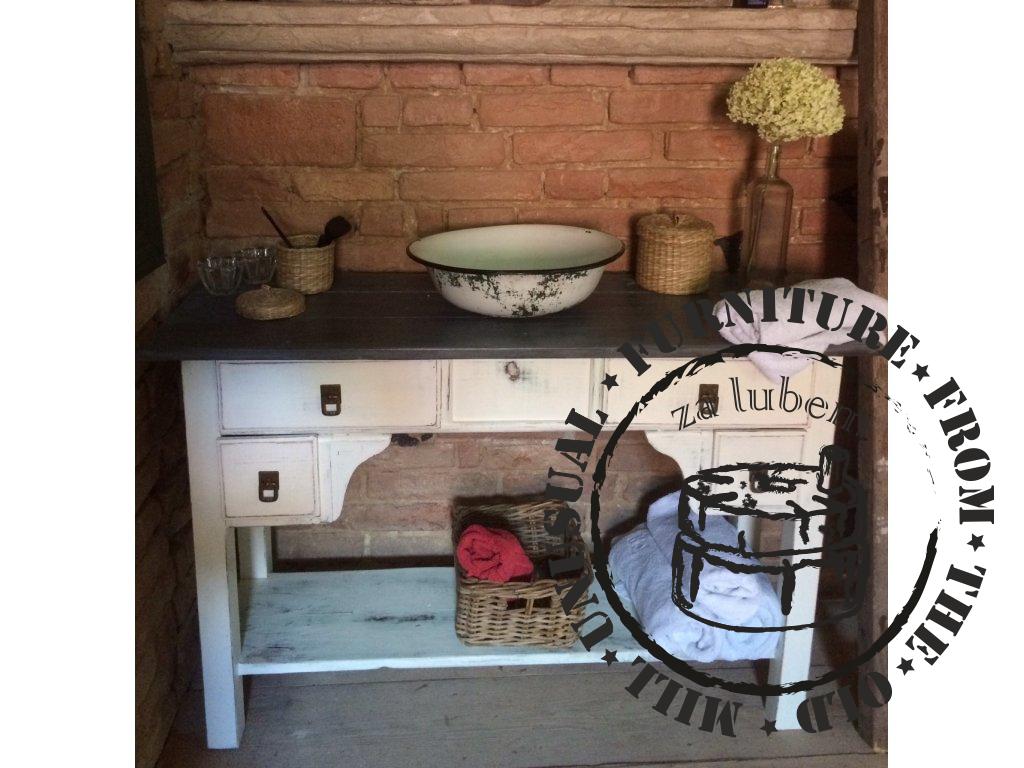 Table under the washbasin - storage table with drawers - White