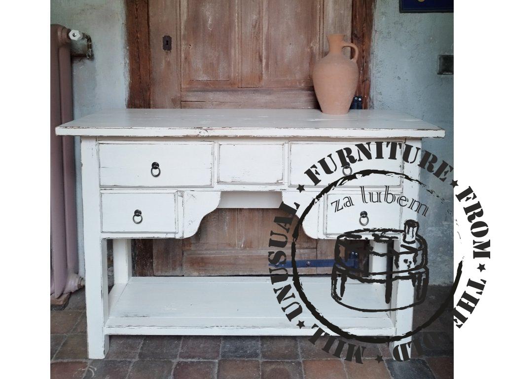 Table under the washbasin - storage table with drawers - White