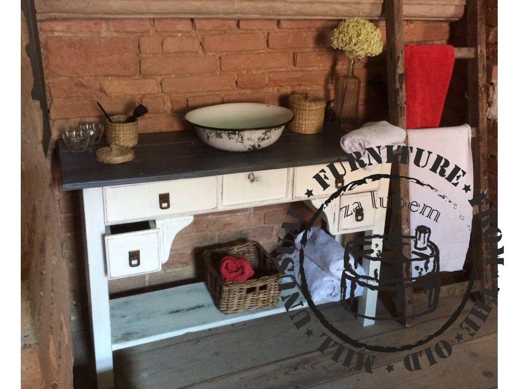 Table under the washbasin - storage table with drawers - White