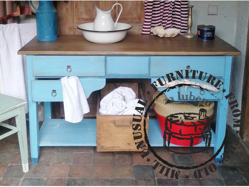 Table under the sink - storage table with drawers - Blue Eyes