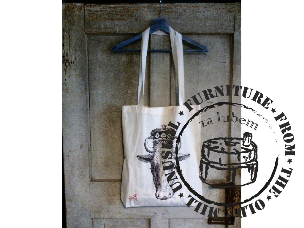 Bag - canvas bag with a cow