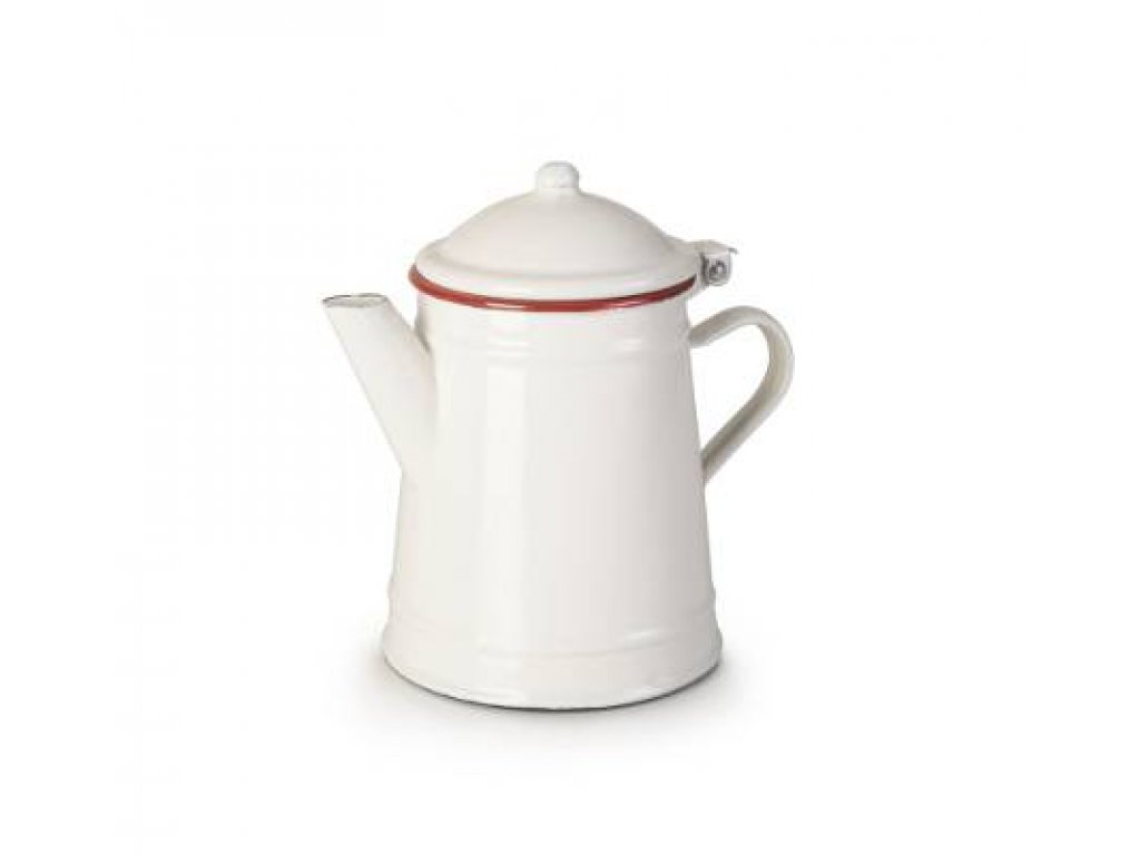 VENKOV - enamel teapot white/red, 1 l