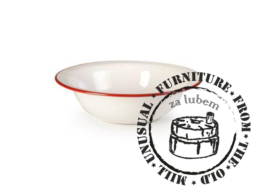 VENKOV - enamel bowl - washbasin, white/red, 32 cm