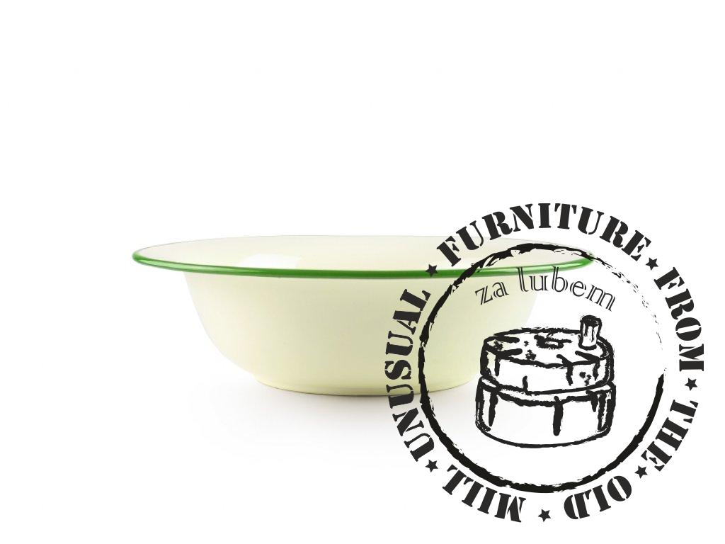 VENKOV - enamel bowl - washbasin, white/green, 32 cm