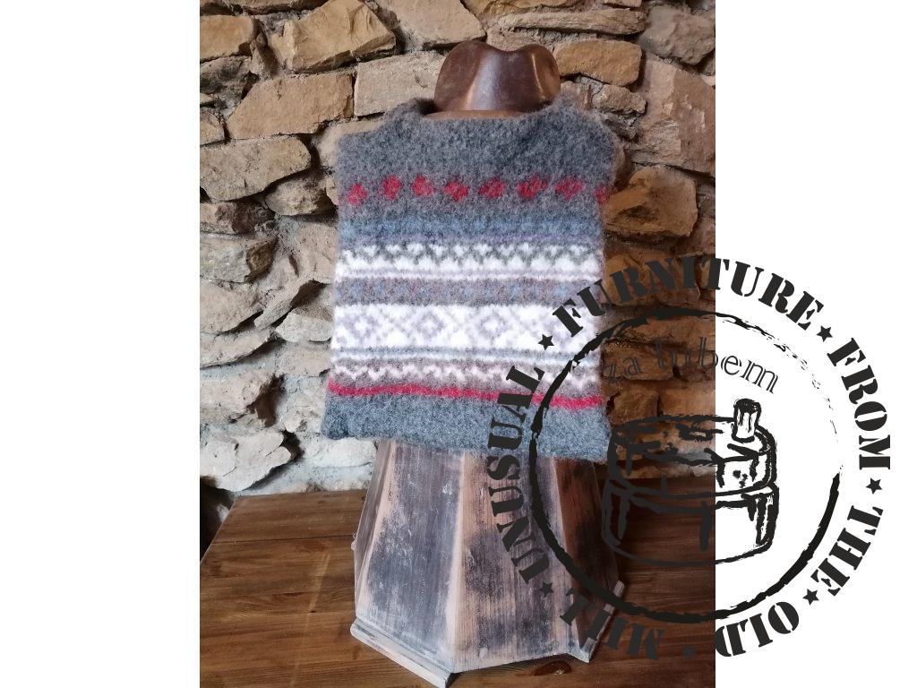 Wool bag with Norwegian pattern Folla - grey - 100% WOOL