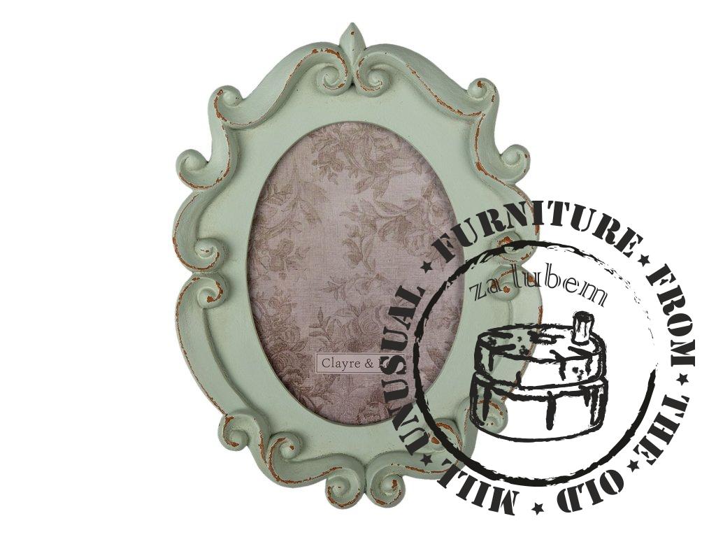 Green oval photo frame with decoration - 19*2*25 cm / 12*16 cm