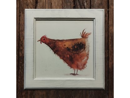 11 - SLEPIČKA PEPINA - obrázek v dřevěném rámu -  28,8 x 28, 5 cm
