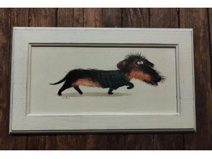 13 - Hedgehog EDA - picture in wooden frame - 38 x 22 cm