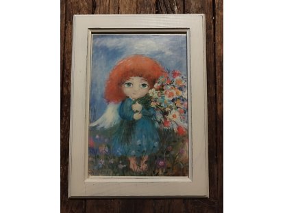 16 - ANGEL - picture in wooden frame - 37,5 x 28,5