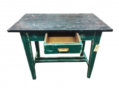 ALBERT - zelený stůl s výraznou patinou a nepřehlédnutelnou deskou  