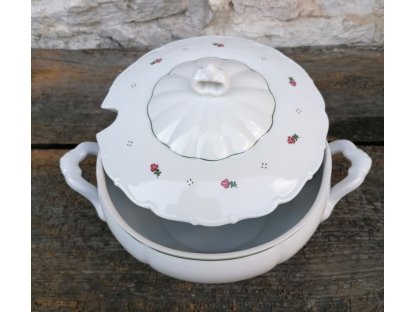 Babiččin porcelán - červené kvítky - polévková mísa  - 2,5 l 2
