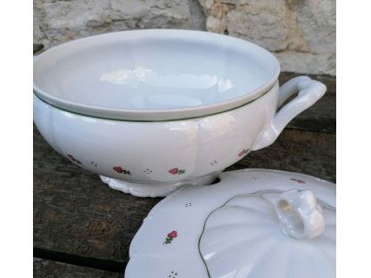 Babiččin porcelán - červené kvítky - polévková mísa  - 2,5 l