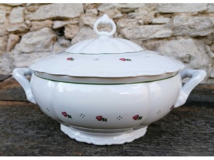 Babiččin porcelán - červené kvítky - polévková mísa  - 2,5 l