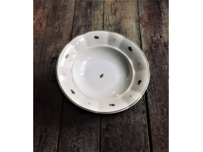 Babiččin porcelán - modré kvítky - tlustostěnný hluboký talíř