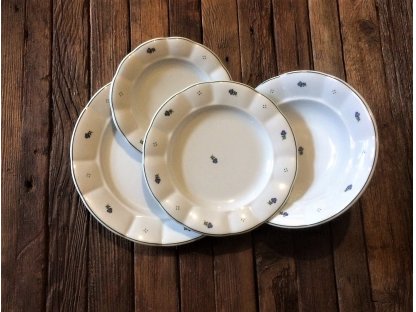 Babiččin porcelán - modré kvítky - tlustostěnný hluboký talíř 2