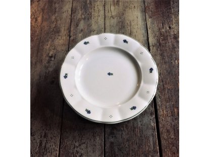 Babiččin porcelán - modré kvítky - tlustostěnný mělký jídelní talíř - 2 velikosti