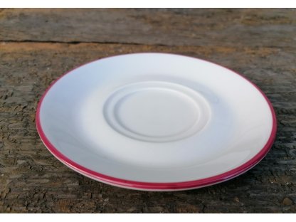 Babiččin porcelán - růžokvítky - bílý s linkou - podšálek - 14 cm