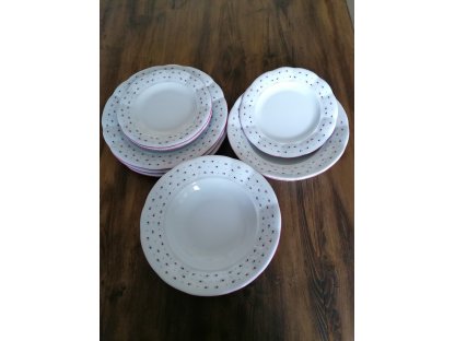 Babiččin porcelán - růžokvítky - tlustostěnný hluboký talíř - 24 cm