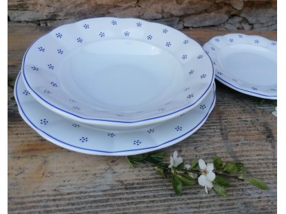 Babiččin porcelán - TEČKOKVÍTKY  - sada tlustostěnných talířů - 18 ks- vel. 24 cm