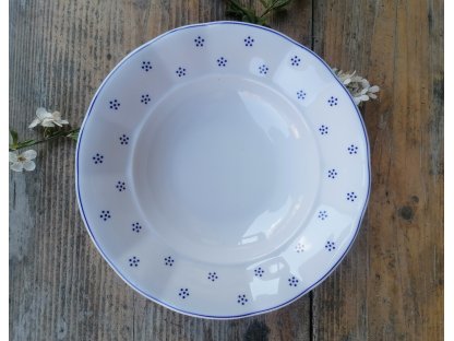 Babiččin porcelán - TEČKOKVÍTKY  - sada tlustostěnných talířů - 18 ks- vel. 24 cm