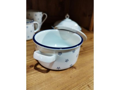 Babiččin porcelán - TEČKOKVÍTKY -Zapékací rendlík / šálek na polévku s víkem -500 ML