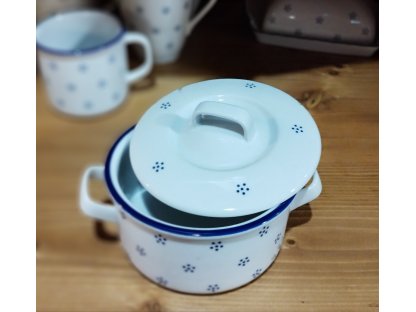 Babiččin porcelán - TEČKOKVÍTKY -Zapékací rendlík / šálek na polévku s víkem -500 ML