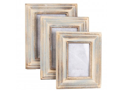 Wooden photo frame with blue patina - 17*2*22 cm / 10*15 cm