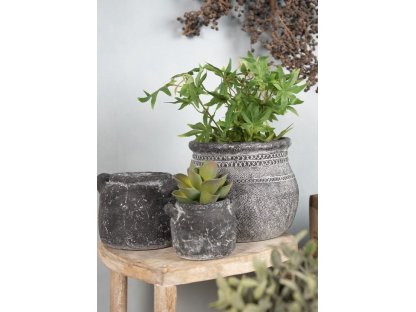 Granite antique cement pot cover with handles - 17x 15 x 13 cm