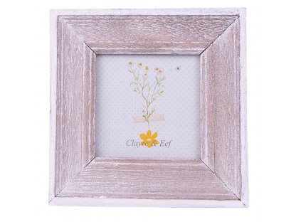 Brown wooden photo frame with white patina - 12*1*12 cm / 7*7 cm