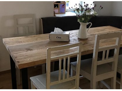 Industrial dining table with solid oak top 2