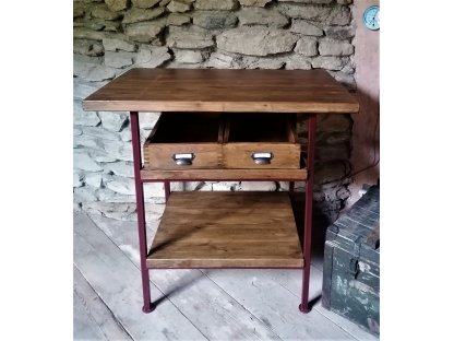 Industrial storage table table with drawers