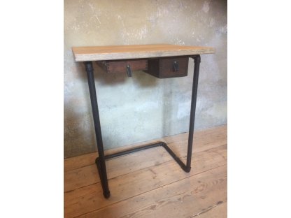 Industrial water pipe table with drawers