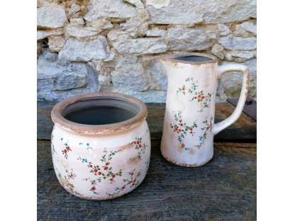Ceramic pitcher with flowers - 16*11*19cm