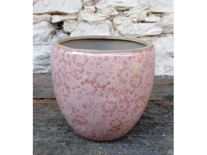 Ceramic flower pot pink - Ø 20*19 cm-